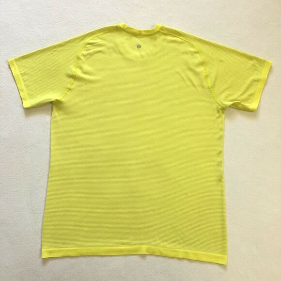 Lululemon Men Solid Yellow Metal Vent Tech Short Sleeve SS Crew Workout Shirt L - Picture 7 of 7